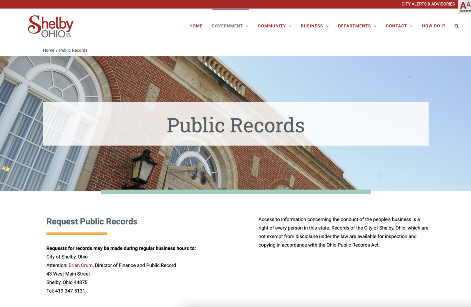 Shelby City Web - Public Records